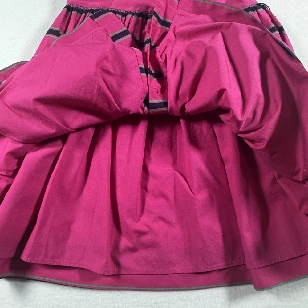 Ralph Lauren Striped Fit Flare Dress Girls 12‎ Pink Navy Sleeveless Button Back